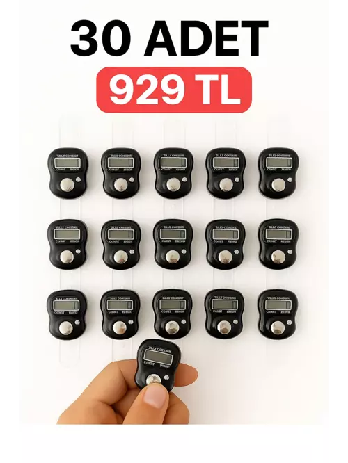 30 ADET Siyah – Dijital Parmak Tipi Yüzük Tesbih, Namaz Zikir Sayacı