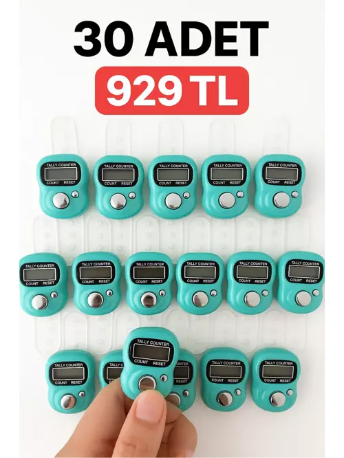 30 ADET Yeşil – Dijital Parmak Tipi Yüzük Tesbih, Namaz Zikir Sayacı