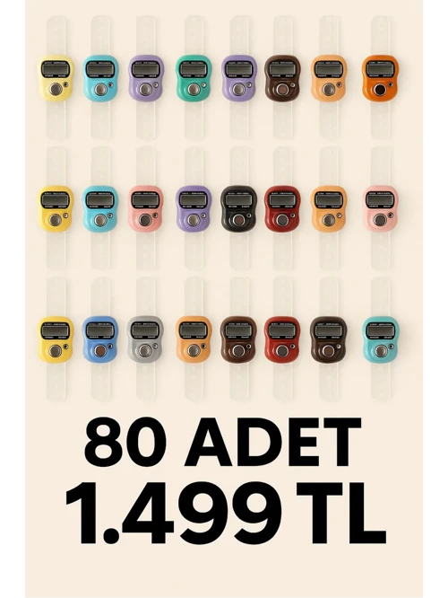 80 Adet - Yüzük Tesbih Zikir Matik Namaz Zikir - Karışık Renk