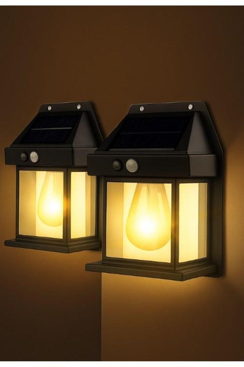 Güneş Enerjili Hareket Sensörlü Bahçe Led 3 Mod'lu Sensörlü 2 Adet Bahçe Led Ampul Büyük Boy 3 Modlu