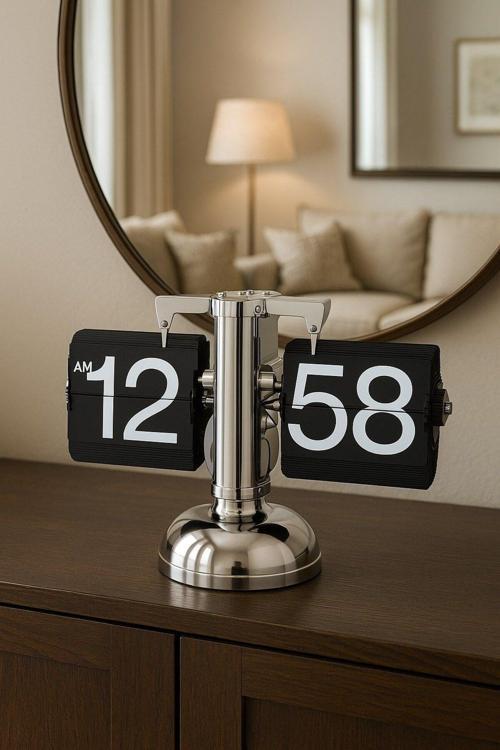 Sayfa Çevirmeli Masa Saati Modern Retro Tasarım Flip Clock Ev ve Ofis Dekoratif Masaüstü Saat Hediye