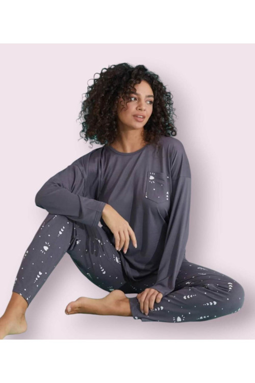 Milan Kumaş Uzun Kollu Pijama Takımı