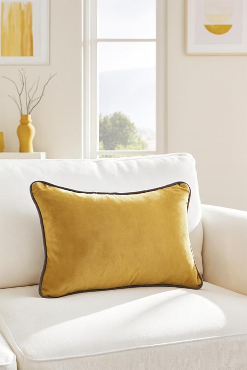 Biyeli Kadife Kırlent Kılıfı Gold 30x40