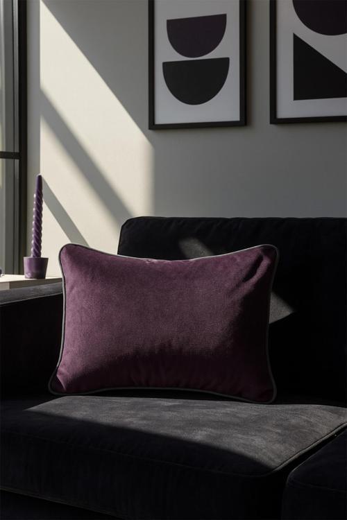 Biyeli Kadife Kırlent Kılıfı Mor 30x40