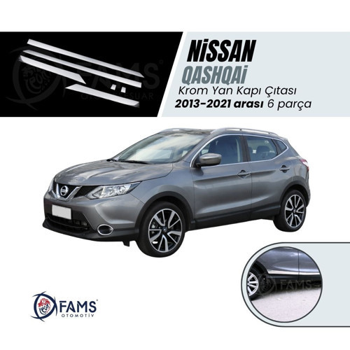 Nissan Qashqai Uyumlu Krom Yan Kapı Çıtası 6 Prç. 2013-2021 Arası P. Çelik