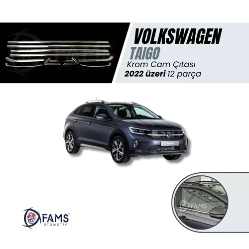 Volkswagen Taigo 2022 > Krom Cam Çıtası 12 Parça Paslanmaz Çelik