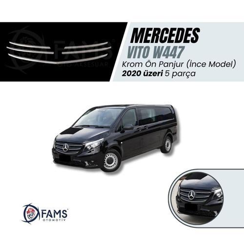 Mercedes Vito W447 Uyumlu Krom Ön Panjur 5 Parça 2020 üzeri Paslanmaz Çelik (İnce Model)
