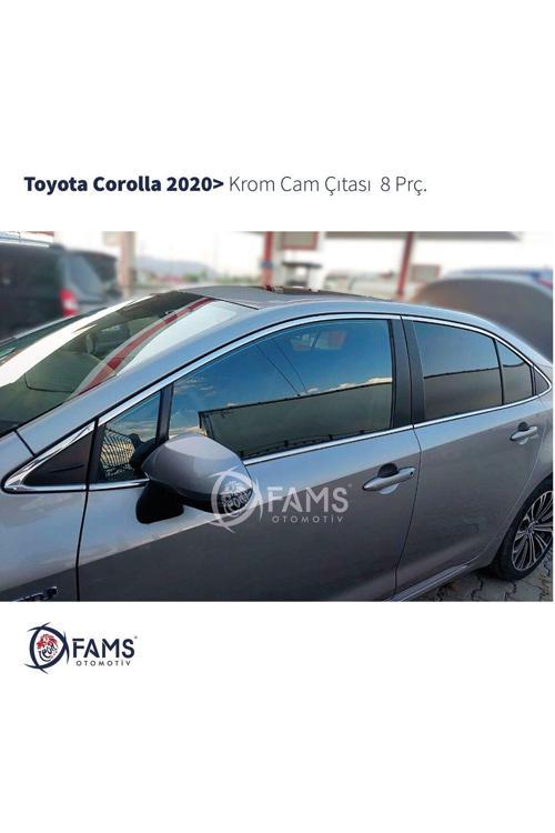 Toyota Corolla Uyumlu 2020 üzeri Krom Cam Çıtası 8 Parça Paslanmaz Çelik
