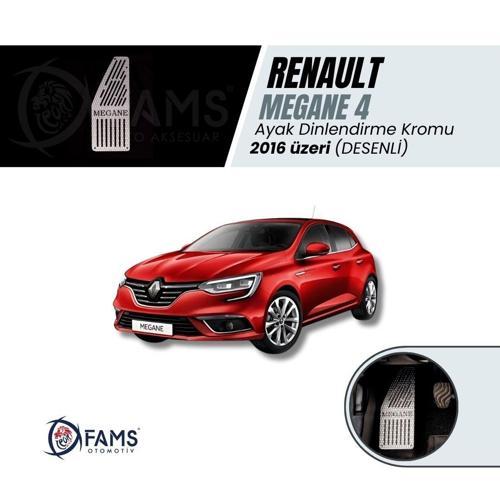 Renault Megane 4 Sedan 2016+ üzeri Uyumlu Özel Desenli Krom Ayak Dinlendirme Pedalı