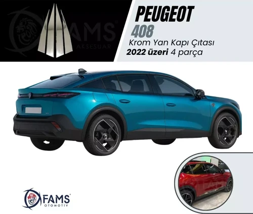 Peugeot 408 Krom Yan Kapı Çıtası 4 Kapı 2022> Paslanmaz Çelik