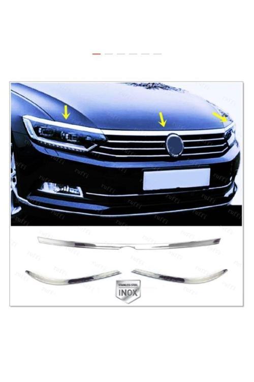 Vw Passat B8 Krom Far Üzeri Çıta + Kaput Çıtası  3 Prç. 2014-2019 Arası P.çelik