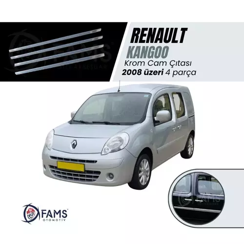 Renault Kangoo Krom Cam Çıtası 4 Prç. 2008 Üzeri P. Çelik