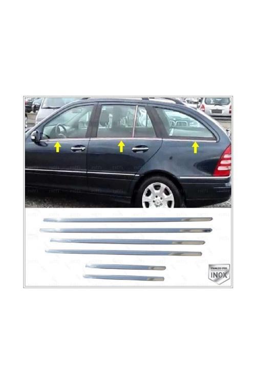 Mercedes W203 Krom Cam Çıtası 6 Parça 2000-2007 Arası Paslanmaz Çelik (SW)