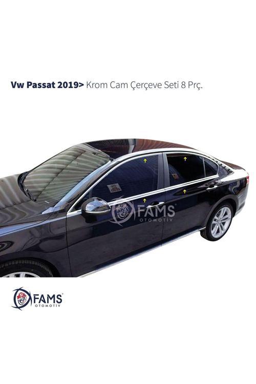 Vw Passat B8.5 Krom Cam Çerçeve Seti 8 Parça 2019 Ve Üzeri Paslanmaz Çelik