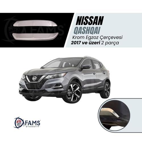 Nissan Qashqai 2017 - 2020 ve üzeri krom egzoz çerçevesi 2 Parça Paslanmaz Çelik