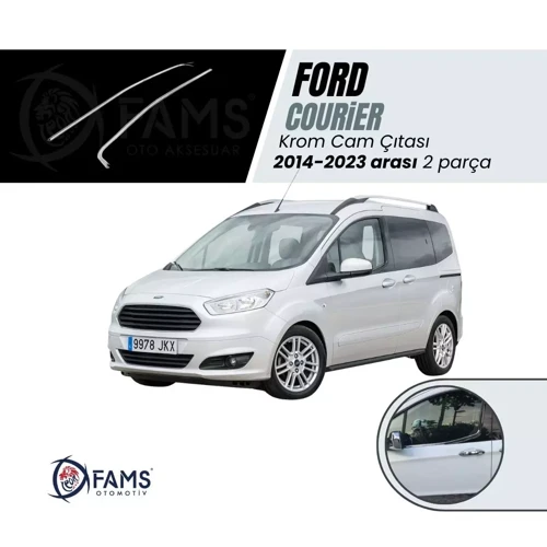 Ford Tourneo Courier Krom Cam Çıtası 2 Prç. Uyumlu 2014-2023 Paslanmaz Çelik