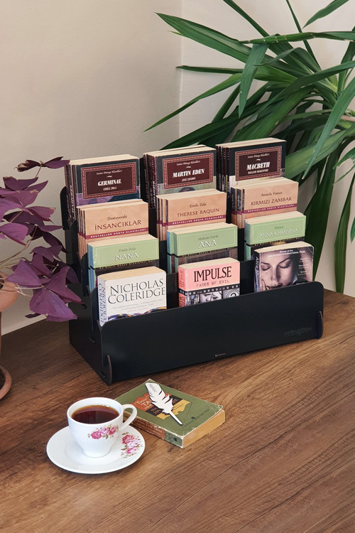 Mini Lucky 4 Raflı Ahşap Masaüstü Mini Kitaplık Montessori Çocuk Kitaplığı Çocuk Odası Kitaplık
