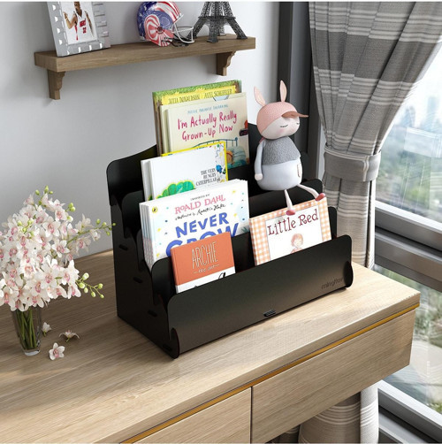 Mini Lucky Montessori Çocuk Kitaplığı 4 Raflı Ahşap Çocuk Odası Kitaplık Masaüstü Mini Kitaplık