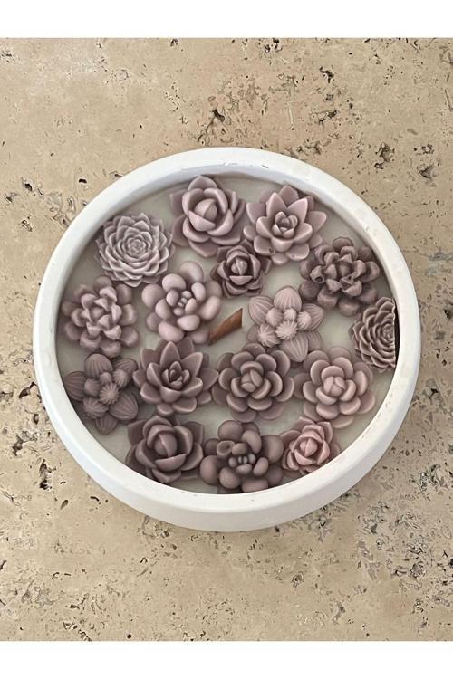 Dekoratif Teraryum&Kaktüs Şömine Sesli %100Soya Wax Mum