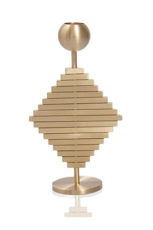 Pirinç El Yapımı Pyramid Piramit Top Şamdan