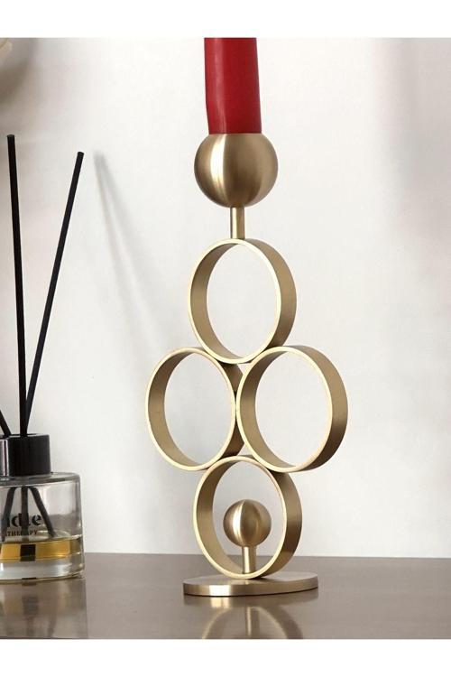 Pirinç El Yapımı Daire Mumluk Şamdan