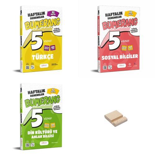 5. Sınıf Bumerang Türkçe Sosyal ve Din Haftalık Denemeleri 3lü Set + Telefon Standı