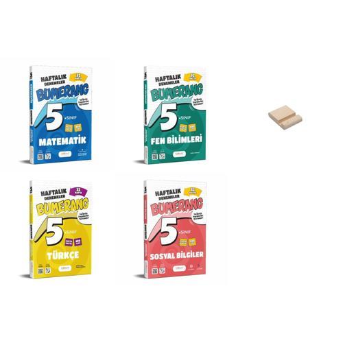 5. Sınıf Bumerang Matematik Fen Türkçe ve Sosyal Haftalık Denemeleri 4lü Set + Telefon Standı