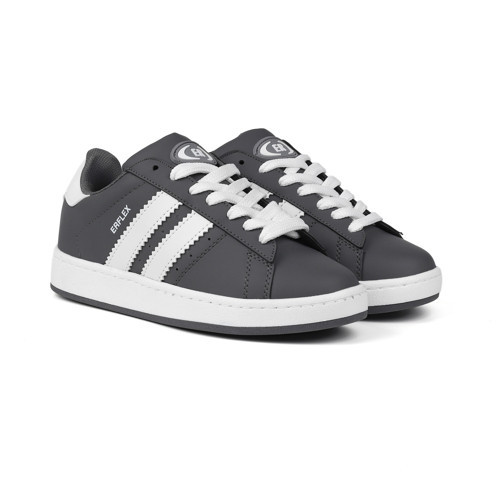 Unisex Gri Beyaz Siyah Bağcıklı Rahat Sneaker Günlük Spor Ayakkabı