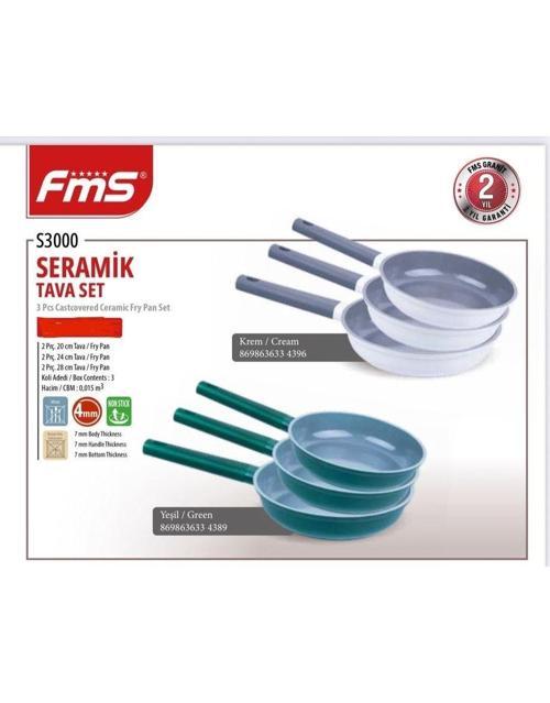 Seramik 3 Parça Tava Seti Krem - 20-24-28 Cm - S3000KRM