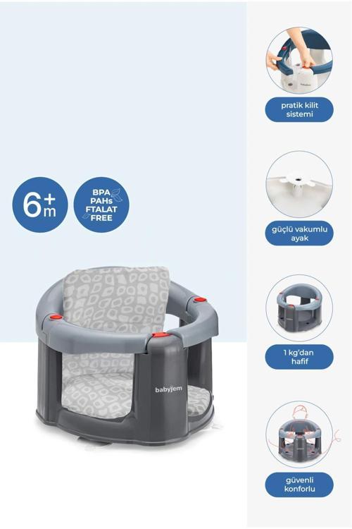 Önden Açılır Mama Sandalye Oturağı Ve Minderi - 2'Li Set Gri