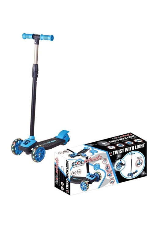 Mavi Cool Wheels Twist Led Işıklı 3 Tekerlekli Yükseklik Ayarlı Scooter