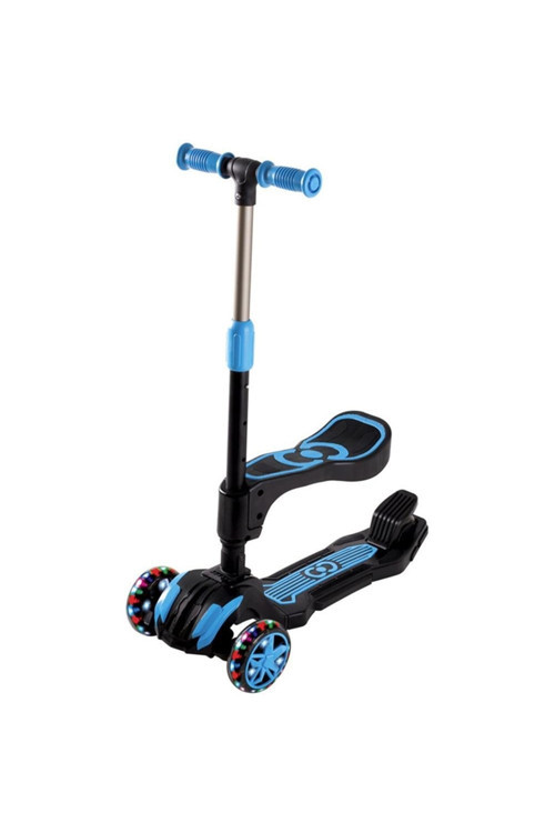Süper Sağlam Cool Wheels Led Işıklı Oturaklı Mavi Renk Combo Scooter