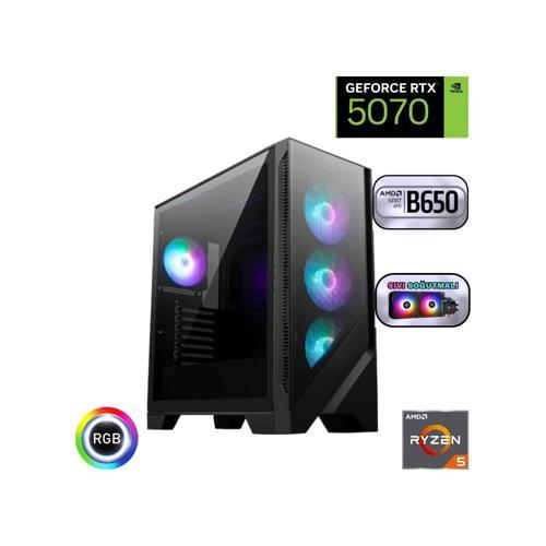 Güneysu Ryzen 5 7500F 16GB Ddr5 1tb SSD Rtx 5070 12GB B650 Anakart 240MM Sıvı Soğutma Masaüstü Bilgisayarı