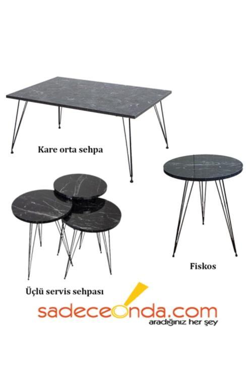 3'Lü Zigon Sehpa + Orta Sehpa + Zigon Sehpa Hepsi Birarada