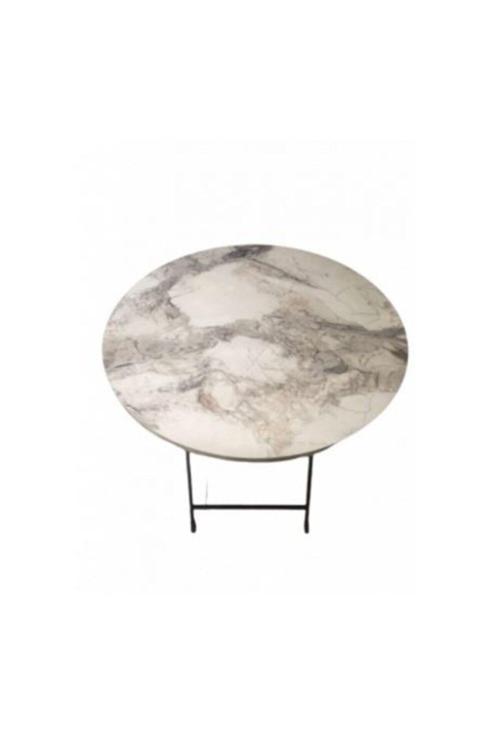 Gri Beyaz Mermer Desenli Masa 70 Cm