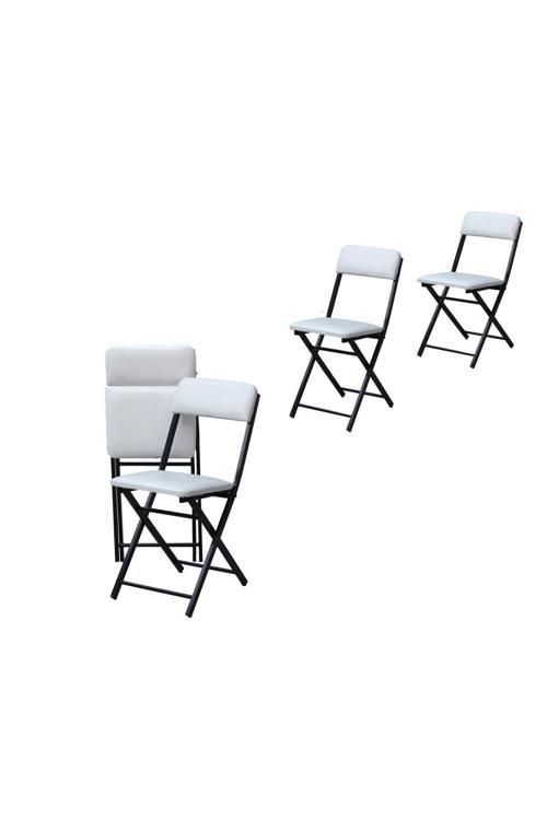 Sandalye Katlanır Beyaz Lüks 4 Adet