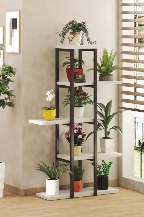 Beş Raflı Çiçeklik Saksı Standı 110 Cm Renk Seçenekli Kedi Merdiveni