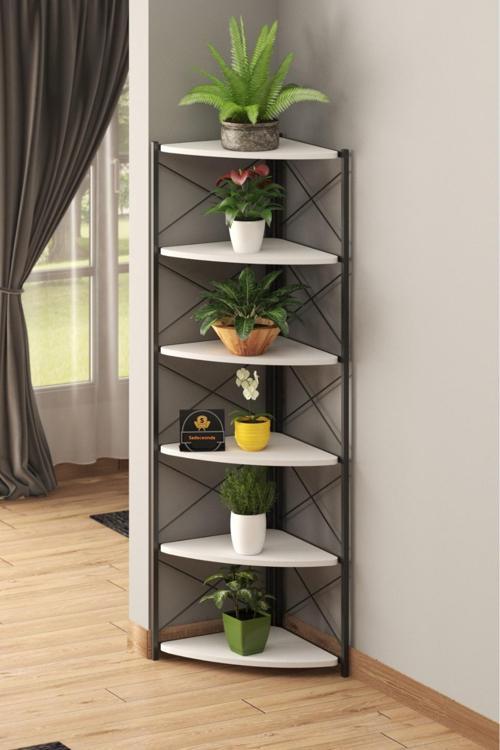 Çiçeklik Dekoratif 6 Raflı Kitaplı Çok Amaçlı Stand