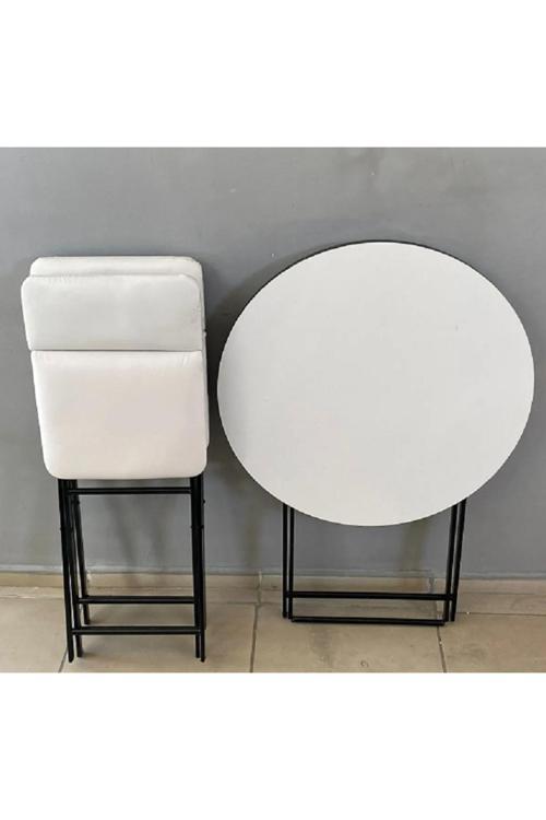Masa Sandalye Katlanır Bistro Takımı 60Cm Çam Desenli