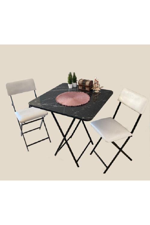 Masa Sandalye Katlanır Bistro Takımı 60Cm Kare