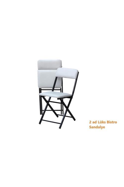 Sandalye Lüks Bistro Iki Adet Beyaz Deri