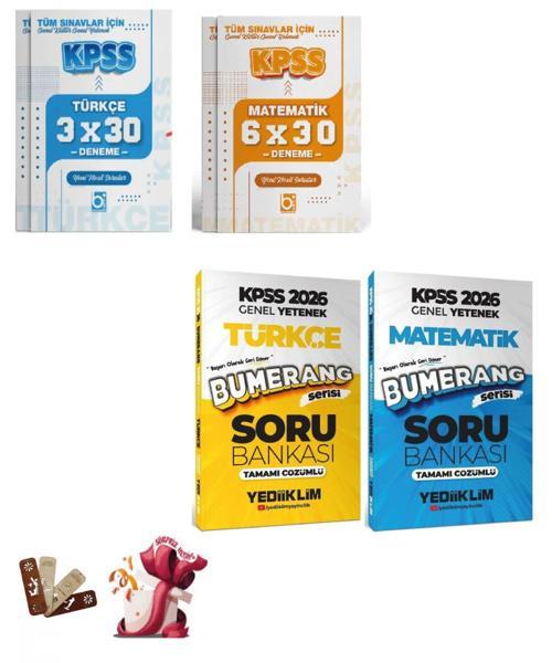 Yediiklim 2026 KPSS Türkçe + Matematik Bumerang Soru Bankası ve Deneme Seti 4lü Set Bigelio ve Yedii
