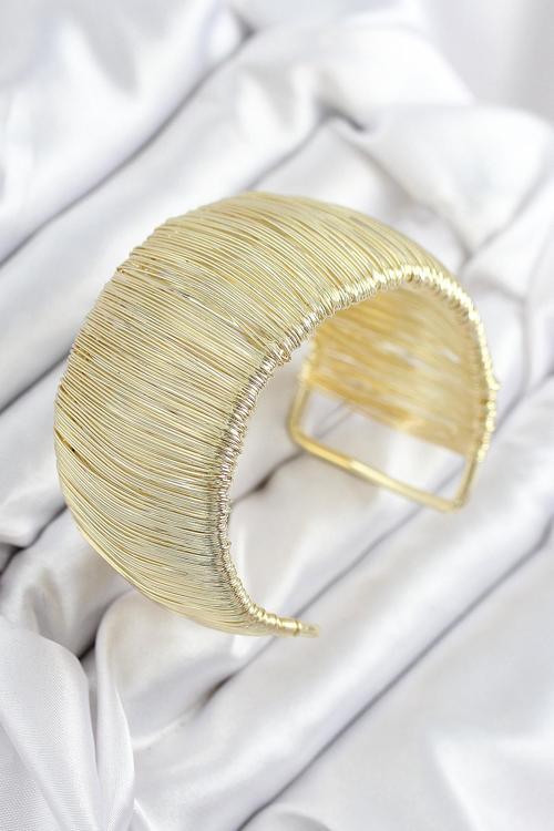 Pirinç Tel Sarma Model Gold Renk Kadın Bileklilk 7893