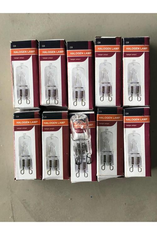 10  Adet  G9  Halojen Lamba   220V 40W= 640 Lümen Şeffaf