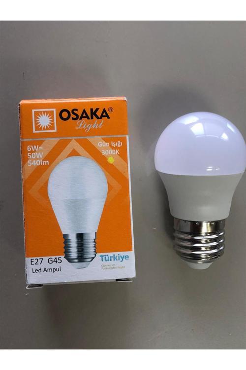 10 Adet Osaka 6W=50W=540 Lümen E 14 Top Ampül 3000K Sarı 45Mmx75Mm