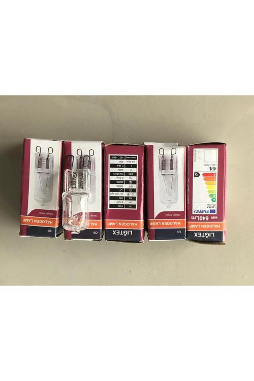 5  Adet  G9  Halojen Lamba   220V 40W= 640 Lümen Şeffaf
