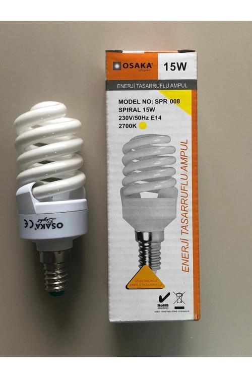 3 Adet 15W=75W 825 Lümen E 14 Tasarrulu Lamba 2700K Sarı