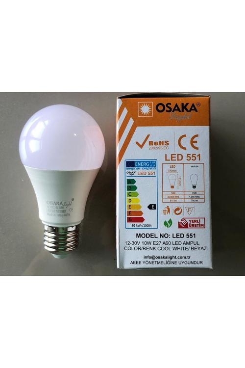 3 Adet 12-30V E 27 Led Lamba  10W=75W 810 Lümen 6500Kelvin Beyaz