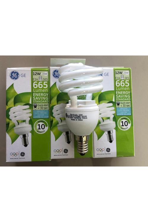 3 Adet General Elc. E 14 Tasarruflu Lamba  12W=55W =665 Lümen  6500Kelvin Beyaz
