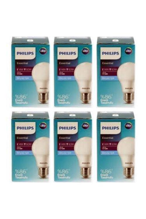 Phılıps 8W Led Ampul Beyaz ( 6’Lı Paket)
